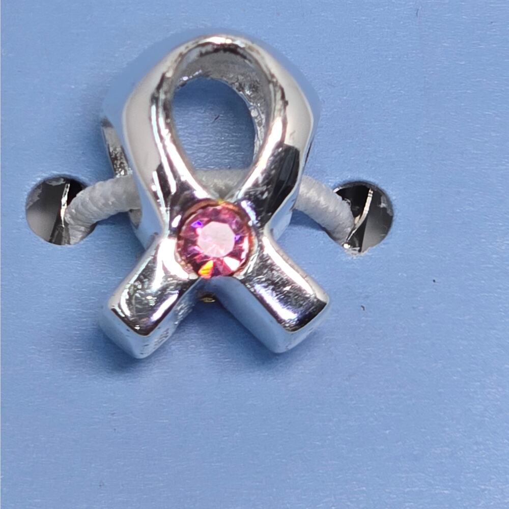 Sterling Silver Breast Cancer Ribbon Pink Belk SilverWorks Bead Bracelet Charm